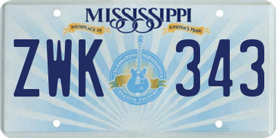 MS license plate ZWK343