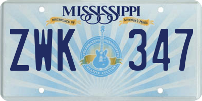 MS license plate ZWK347