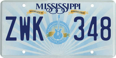 MS license plate ZWK348