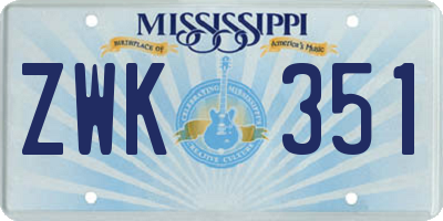 MS license plate ZWK351
