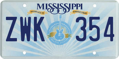 MS license plate ZWK354