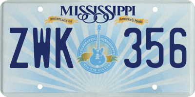 MS license plate ZWK356