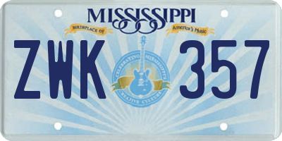 MS license plate ZWK357