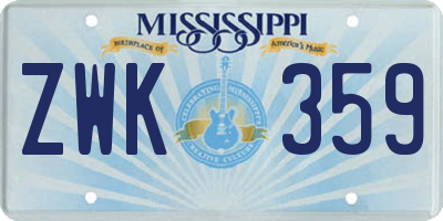 MS license plate ZWK359