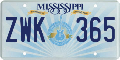 MS license plate ZWK365