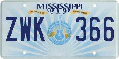 MS license plate ZWK366