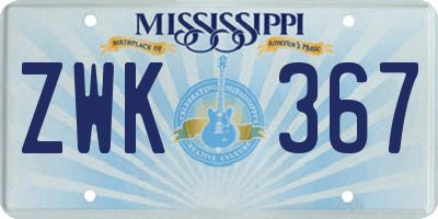 MS license plate ZWK367