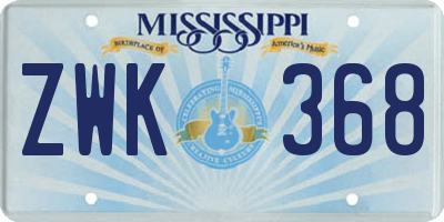 MS license plate ZWK368