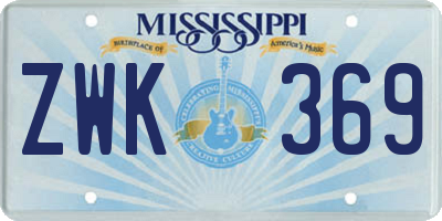 MS license plate ZWK369