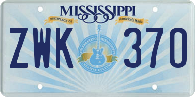 MS license plate ZWK370