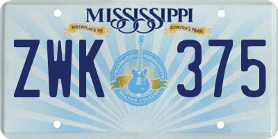 MS license plate ZWK375