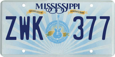 MS license plate ZWK377