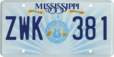 MS license plate ZWK381