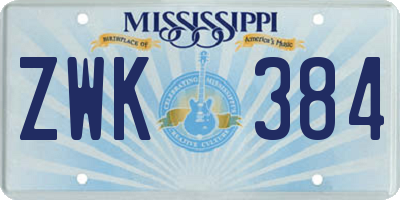 MS license plate ZWK384