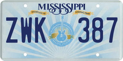MS license plate ZWK387