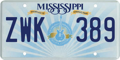 MS license plate ZWK389
