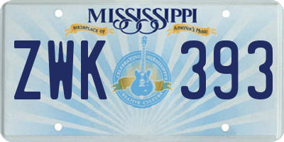 MS license plate ZWK393