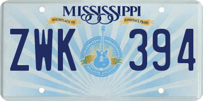 MS license plate ZWK394