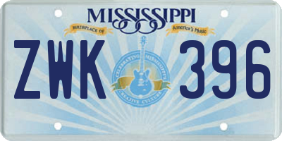 MS license plate ZWK396