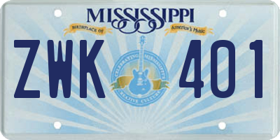 MS license plate ZWK401