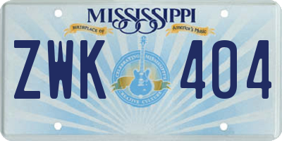 MS license plate ZWK404