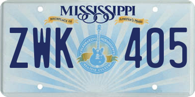 MS license plate ZWK405