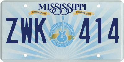 MS license plate ZWK414
