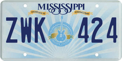 MS license plate ZWK424