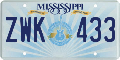 MS license plate ZWK433