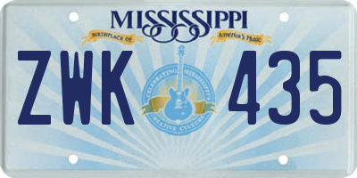 MS license plate ZWK435