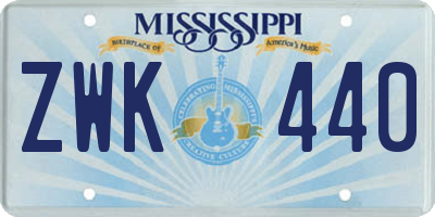 MS license plate ZWK440