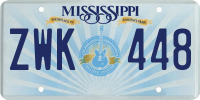 MS license plate ZWK448