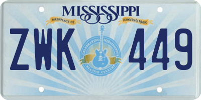 MS license plate ZWK449