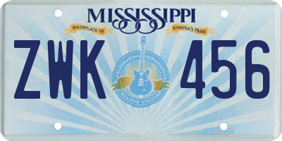 MS license plate ZWK456