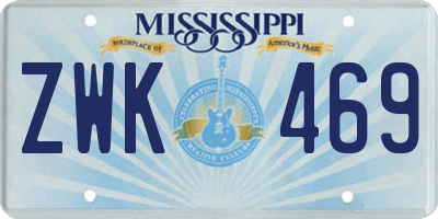 MS license plate ZWK469