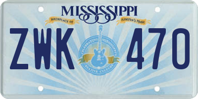 MS license plate ZWK470