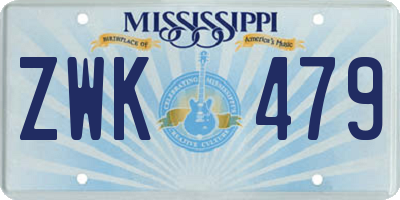 MS license plate ZWK479