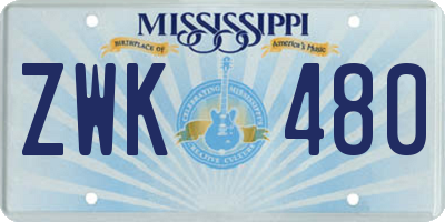 MS license plate ZWK480