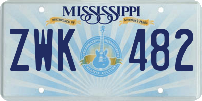 MS license plate ZWK482