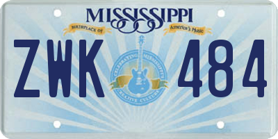 MS license plate ZWK484