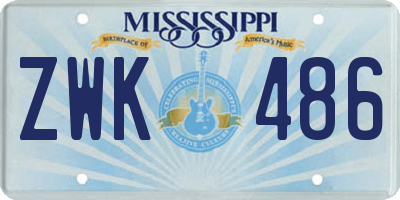 MS license plate ZWK486