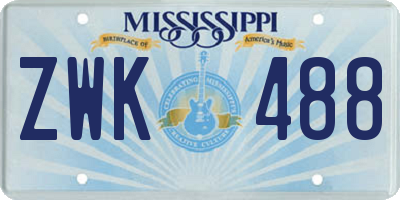 MS license plate ZWK488