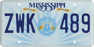 MS license plate ZWK489