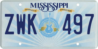 MS license plate ZWK497