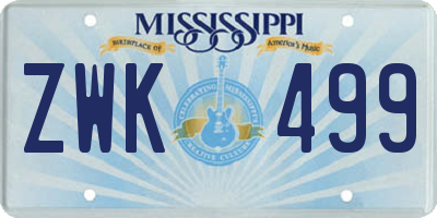 MS license plate ZWK499