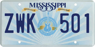MS license plate ZWK501