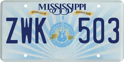 MS license plate ZWK503