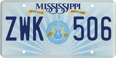 MS license plate ZWK506