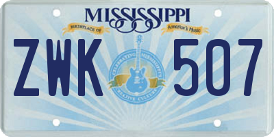 MS license plate ZWK507