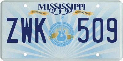 MS license plate ZWK509